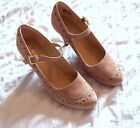 New Clarks Ladies nude Suede leather Cushion shoes Vintage 20s/30s/40s style