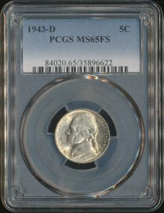 1943 D Jefferson Silver Wartime Nickel - PCGS MS65FS - Picture 1 of 2