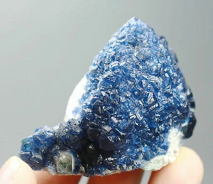 NATURAL Deep Blue Cubic FLUORITE Quartz Crystal Cluster Mineral Specimen - Picture 1 of 8