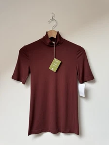 Wolford Burgundy/Dusty Pink Aurora Short Sleeve Turtleneck Top/T-shirt_Size XS - Picture 1 of 7