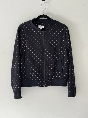 Chaqueta Bomber Anthropologie Harlyn MEDIANA Azul Forrada Cremallera Completa Informal Ropa de Calle Foto 1 de 4