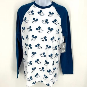 Disney Womens Mickey Mouse All Over Print Baseball Sleeve T Shirt Size L NWT - Picture 1 of 6