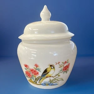 AVON VINTAGE Weiß Milchglas Deckelglas Ingwerglas Vogel - Bild 1 von 7