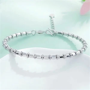 Pure Pt950 Platinum 950 Bracelet Women 3.3mm Beads Adjust Bangle 12g ID:54-56mm - Picture 1 of 4