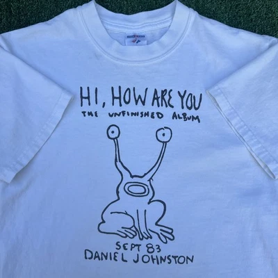 Camiseta De Colección Daniel Johnston Para Hombre Pequeña Blanca Hola, How Are You Nirvana Kurt Y2K Foto 1 de 4