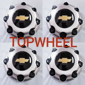 4 pcs New Black Silver 8 Lug Center Caps -> Chevy Express Van 2500 3500 9597170 - Picture 1 of 2
