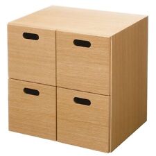 MUJI STACKABLE WOOD CHEST 4 SQUARE DRAWERS OAK 14 in FedEx