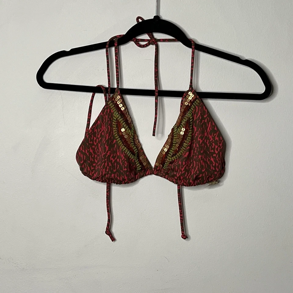 Bikini Vicroria's Secret Talla Grande Parte Superior Inferior Estampado Animal Cuentas Y2K Años 90 Foto 1 de 4