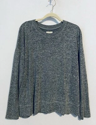 Sudadera Lucky Brand Mujer Grande Gris Jaspeada Acogedora Cuello Redondo Texturizada Cuadrada Foto 1 de 4