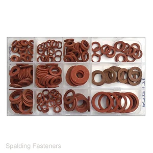 Red Fibre Flat Sealing Washers - Assorted Box & Individual Sizes Available - Imagen 1 de 18