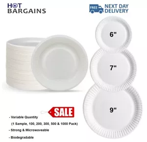 More details for disposable paper plates white  6&quot; /7&quot; /9&quot; /10&quot; hygiene proof sealed pack