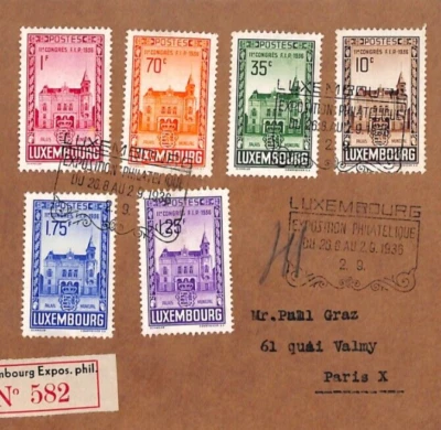LUXEMBOURG FDC *PHILATELIC EXHIBITION* 1936 Registered First Day Cover YE102 - Image 1 of 4