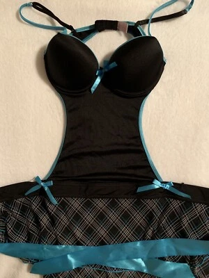 Lencería sexy para mujer azul/negro de encaje Foto 1 de 2