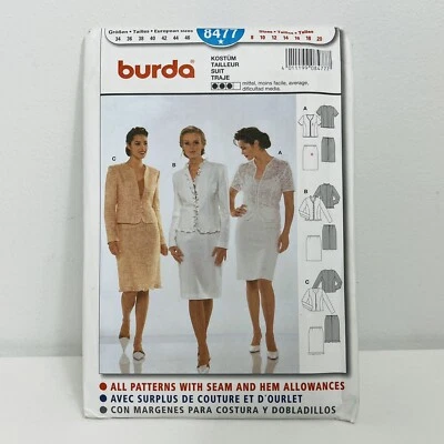 Burda Sewing Pattern Women’s Skirt Jacket Suit 8477 Sz 8 10 12 14 16 18 20 - Image 1 of 4