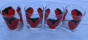 Drinking Glasses Strawberries 4+ Inch Height Set of 4 nov22 - Picture 1 of 7