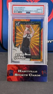 Luka Doncic 2024-25 Donruss Bomb Squad 蓝色/绿色激光 /35 PSA 10 — 第 1/2 张图片
