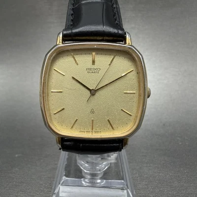 Seiko Watch Men 31mm Champagne Dial Gold Tone Rectangle 5931-5470 New Battery - image 1 of 4