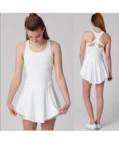 ivivva by lululemon White and Green Court Love Tennis Dress Size Girls 14 - Picture 1 of 8
