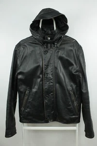 Strellson Road Runner Dark Brown Leather Hooded Jacket Men's Slim Fit Size 50 /M - Picture 1 of 24