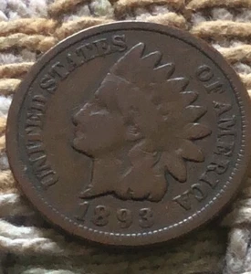 1893 Indian Head Cent - Scarce Date Extra Fine Fine Get This Coin M055 - Picture 1 of 2