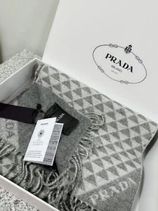 Prada Symbole double wool and cashmere scarf $650 - Picture 1 of 17