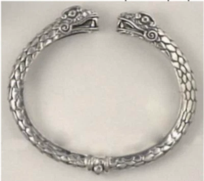 Brazalete cabeza serpiente plata esterlina KABANA, acabado florentino, totalmente nuevo Foto 1 de 2