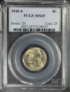 1945-S PCGS Silver Jefferson Nickel MS65 MS-65 - Picture 1 of 2