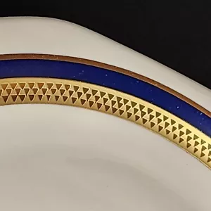 Set Of 5 South African Salad Snack Plates Huguenot Royale Porcelain Blue Gold - Picture 1 of 10