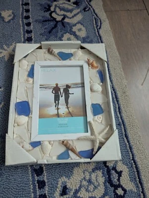 Marco de fotos de playa Nantucket Relax 4x 6 pulgadas nunca usado Foto 1 de 3