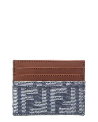 Porta-cartões feminino Fendi Baguette Ff denim e couro azul - Imagem 1 de 3