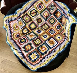 Handmade Crochet Rectangular Blanket. Multicoloured. Size 57” By 48” Inches. - Picture 1 of 5