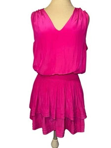 Ramy Brook Paris ärmelloses Kleid Mini Blouson Hot Pink großer Stufenrock - Bild 1 von 7