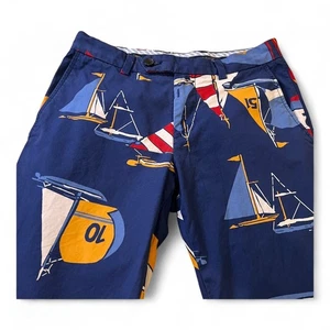Brooks Brothers Milano Chino Pants Mens Size 30x30 Sailboat Boat Sail Pattern - Picture 1 of 24