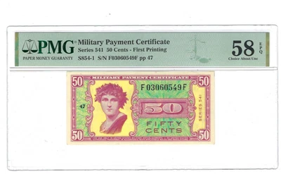 Military Payment Certificate  Series 541 50c First Printing PMG  AU 58 EPQ - Image 1 of 2
