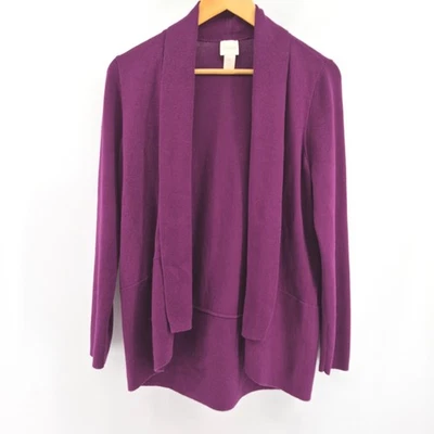 Chicos Cárdigan Suéter Púrpura Talla 1/8 Plumero Frente Abierto Manga Larga Carrera Foto 1 de 4