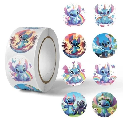 500PCS Disney Stitch Stickers Cute Kawaii Cartoon Kids DIY Label Roll - Image 1 of 4