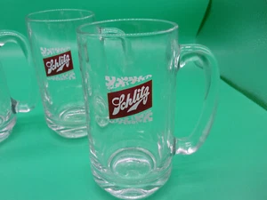 4 Schlitz Draught Clear Glass Mugs, Cups Vintage - Picture 1 of 8