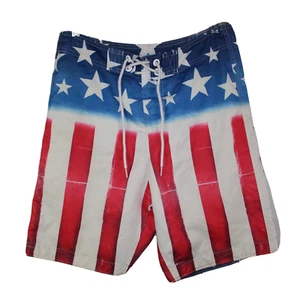 Hollister Boardshorts Herren Größe S Badehose rot weiß blau amerikanische Flagge - Bild 1 von 7