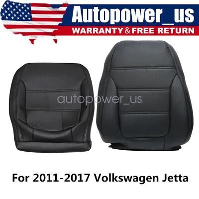 For 2011-2017 Volkswagen Jetta Driver Bottom & Back Leather Seat Cover Black - Image 1 of 4