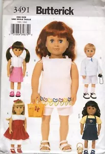Butterick 3491 18" Puppenkleidung Kleid, Tunika, Shorts, Jacke, Pullover, Shirt - Bild 1 von 4