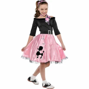 XL 14 16 Retro 50's SOCK HOP Poodle Skirt Dress Deluxe Costume Child Kids Girl - Picture 1 of 7