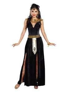 Adult Cleopatra Costume Women Egyptian Goddess Halloween Black Gold Exquisite - Picture 1 of 5