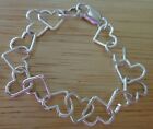 6 Sterling Silver Lg 12X10mm Heart Shaped Rounded Link Charm Bracelet