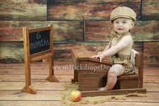 School Desk & Chalkboard Newborn-12 Months photography prop wood hand made Brown