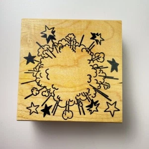 Cloud Explosion~Stars~July 4th~Rubber Stamp (1998)~3"X 3"~Ann-ticipations 9335J - Picture 1 of 7