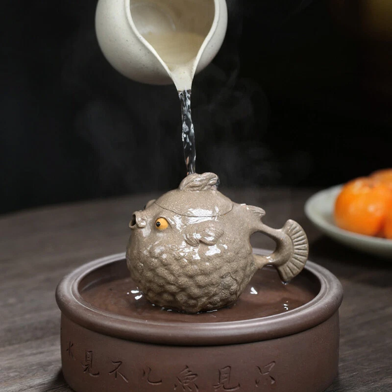 Tetera tradicional hecha a mano utensilios de arte verdadero yixing zisha antiguo qing duan arcilla marcada Foto 1 de 4