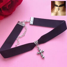 Choker Necklace Skull Cross Vintage Classic Gothic Tattoo Velvet Punk Black Boho