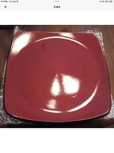 1 Large Dinner Plate Chili Red Square  HEARTHSTONE Corelle Corning 11 1/2" EUC
