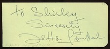 Jetta Goudal d1985 signed 2x5 cut autograph on 2-17-48 at Pan Pacific Theater