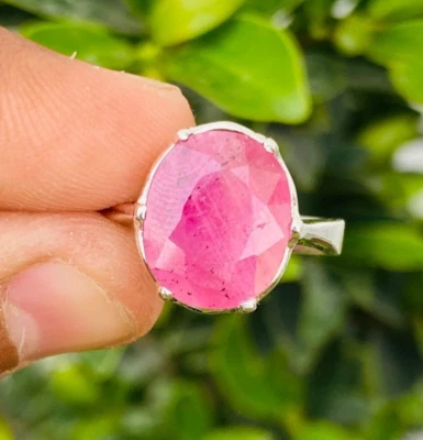 Ruby Ring For Her, Ladies Ring, Real Ruby Stone, Oval Cut Ruby, Beautiful Band - Image 1 of 4